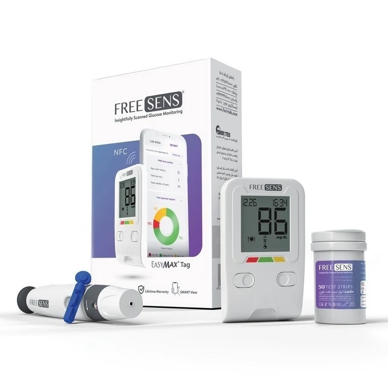 تست قند خون درجه یک با تجهیزات کامل باگارانتی مادام العمربه همراه کیف